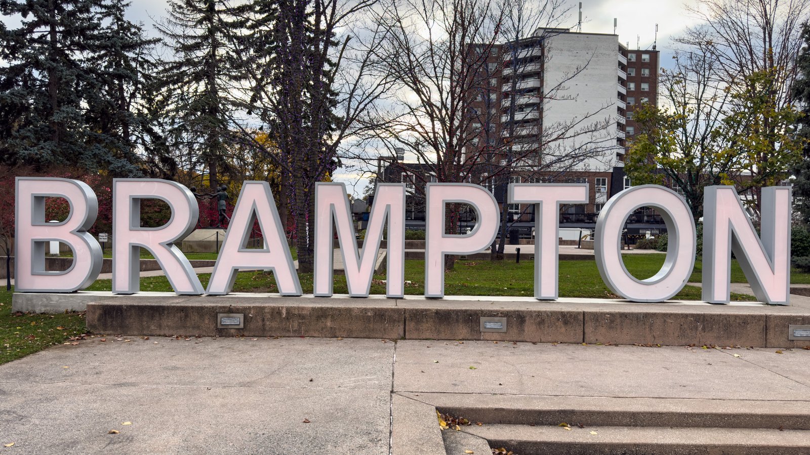Brampton sign in downtown Brampton, Ontario